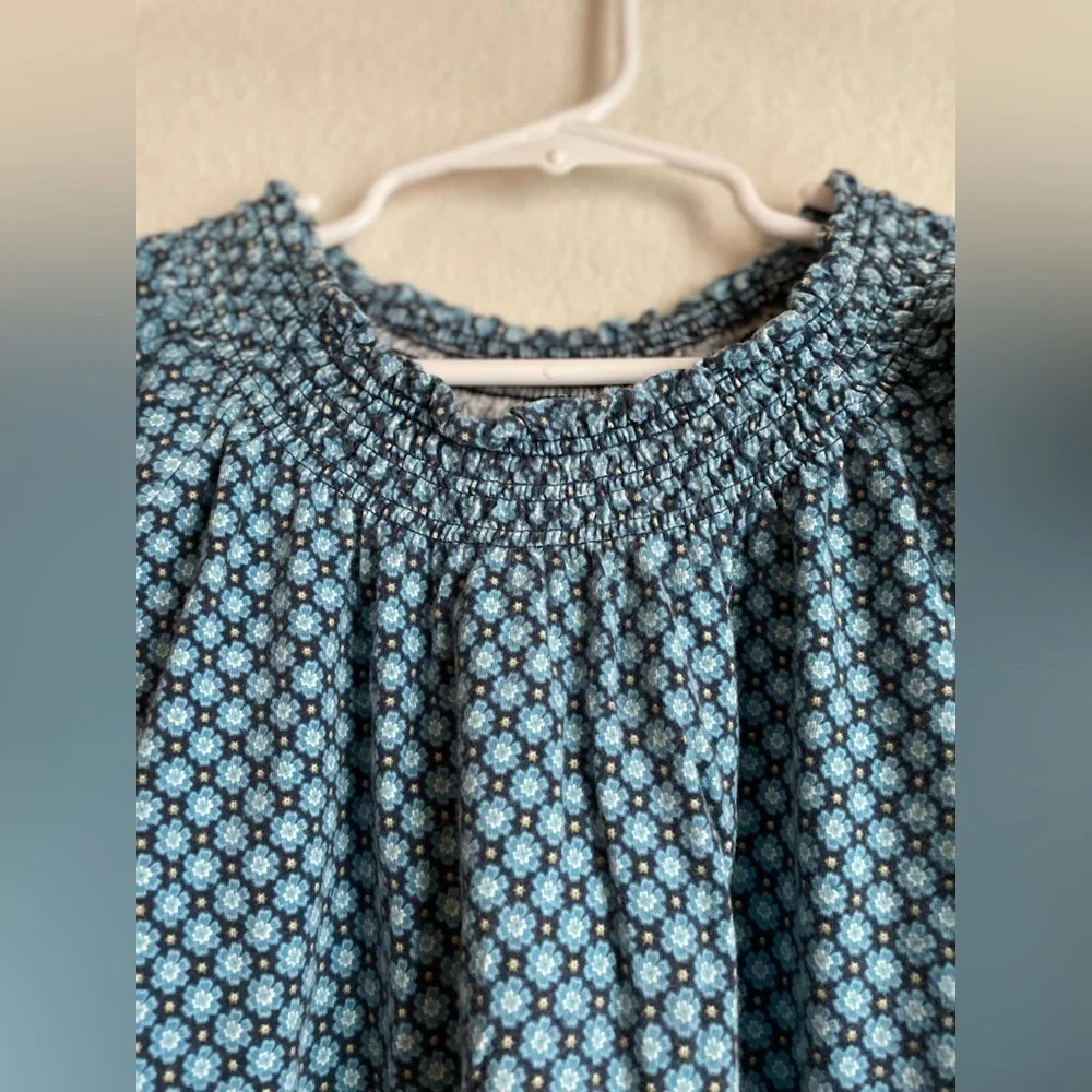 Lands' End Blue Floral Kids Casual Dress size S 7/8